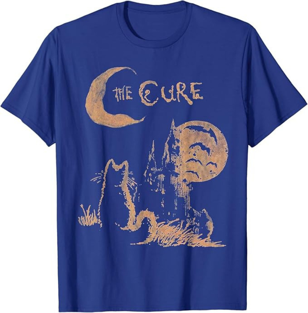 T Shirt The Cure Cat Moon Blue